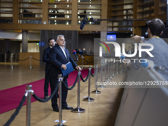 Prime Minister of Hungary Victor Orban does a doorstep press briefing after the end of the European Council Summit, the EU leaders meeting a... by Nicolas Economou/NurPhoto