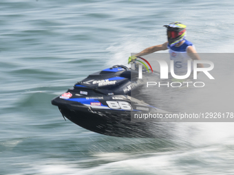 Jeremy Perez of France participates in free practice during the Runabout GP1 ahead of the UIM-ABP Aquabike Class Pro Grand Prix Of Qatar at... by Noushad Thekkayil/NurPhoto