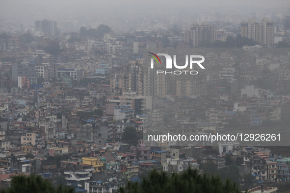 Heavy rain batters Kathmandu, Nepal, on October 30, 2025, as the weather pattern is influenced by Cyclone Montha from India. The Department... by Subaas Shrestha/NurPhoto