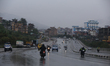 Heavy rain batters Kathmandu, Nepal, on October 30, 2025, as the weather pattern is influe...