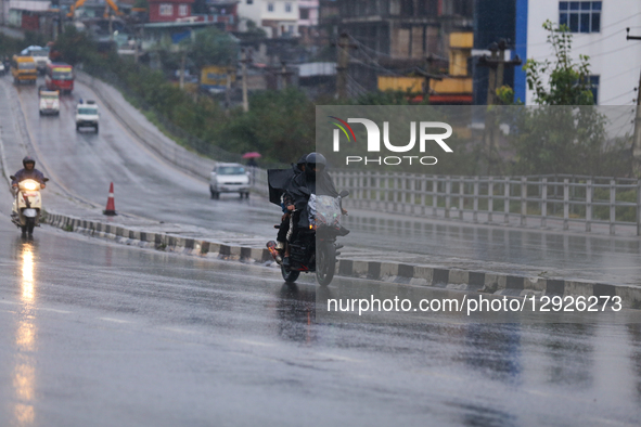 Heavy rain batters Kathmandu, Nepal, on October 30, 2025, as the weather pattern is influenced by Cyclone Montha from India. The Department... by Subaas Shrestha/NurPhoto