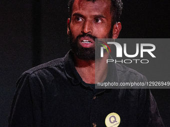 Rajesh Holmen of the Independent Greens participates in an election debate organized by the Amager East and Amager West local committees at... by Kristian Tuxen Ladegaard Berg/NurPhoto