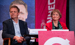 Jens-Kristian Lutken of the Liberal Party and Line Barfod of the Red-Green Alliance are se...