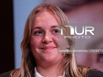 Karoline Lindgaard of the Alternative is seen during an election debate organized by the Amager East and Amager West local committees at DR... by Kristian Tuxen Ladegaard Berg/NurPhoto