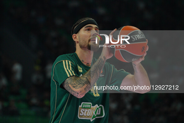 During the EuroLeague match between Panathinaikos and Maccabi Tel Aviv in Athens, Greece, on October 28, 2025.  by Giorgos Arapekos/NurPhoto