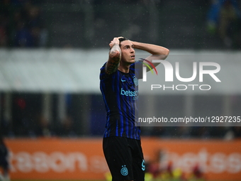 Alessandro Bastoni of Inter Milan looks on during the Serie A match between Inter Milan and AFC Fiorentina at San Siro Stadium in Milan, Ita... by Andrea Diodato/NurPhoto