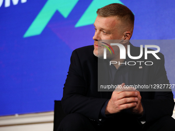 Adrian Zandberg, Co-Chairman of the Razem Party and Member of Parliament, participates in a panel discussion at the Krynica Forum 2025 in Kr... by Klaudia Radecka/NurPhoto