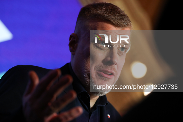 Adrian Zandberg, Co-Chairman of the Razem Party and Member of Parliament, participates in a panel discussion at the Krynica Forum 2025 in Kr... by Klaudia Radecka/NurPhoto