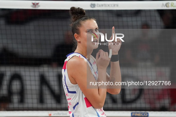 Anna Danesi of Numia Vero Volley looks on during the warm-up of the match between Bartoccini MC Restauri Perugia and Numia Vero Volley in th... by Loris Cerquiglini/NurPhoto