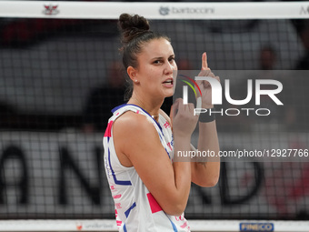 Anna Danesi of Numia Vero Volley looks on during the warm-up of the match between Bartoccini MC Restauri Perugia and Numia Vero Volley in th... by Loris Cerquiglini/NurPhoto
