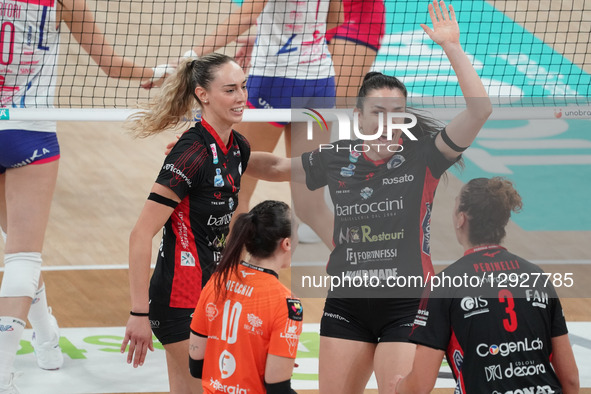 Maria Irene Ricci of Bartoccini MC Restauri Perugia celebrates with her teammates during the match between Bartoccini MC Restauri Perugia an... by Loris Cerquiglini/NurPhoto