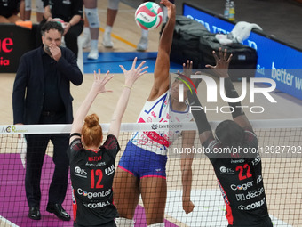 Khalia Lanier of Numia Vero Volley is in action during the match between Bartoccini MC Restauri Perugia and Numia Vero Volley in the LVF Ser... by Loris Cerquiglini/NurPhoto