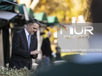 U.S. Trade Representative Jamieson Greer comes and talks to the press after an interview with Fox at the White House in Washington, D.C., on... by Andrew Thomas/NurPhoto