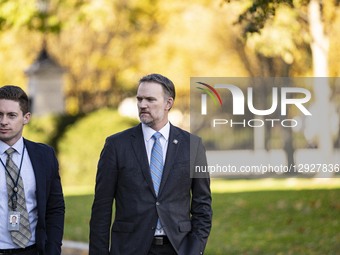 U.S. Trade Representative Jamieson Greer comes and talks to the press after an interview with Fox at the White House in Washington, D.C., on... by Andrew Thomas/NurPhoto