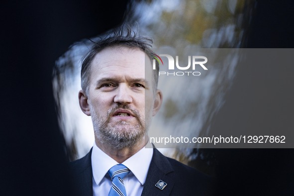 U.S. Trade Representative Jamieson Greer comes and talks to the press after an interview with Fox at the White House in Washington, D.C., on... by Andrew Thomas/NurPhoto