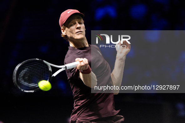 Jannik Sinner (ITA) plays against Francisco Cerundolo (ARG) in the men's singles match on day four of the Paris ATP Masters 1000 tennis tour... by Ibrahim Ezzat/NurPhoto