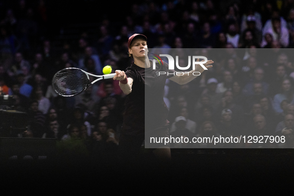 Jannik Sinner (ITA) plays against Francisco Cerundolo (ARG) in the men's singles match on day four of the Paris ATP Masters 1000 tennis tour... by Ibrahim Ezzat/NurPhoto