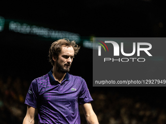 Daniil Medvedev plays his men's singles match against Lorenzo Sonego (ITA) on day four of the Paris ATP Masters 1000 tennis tournament at th... by Ibrahim Ezzat/NurPhoto