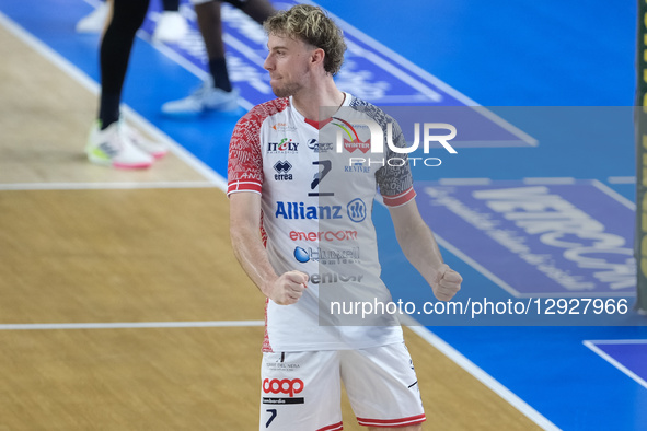 Reggers Ferre of Allianz Power Volley Milano celebrates after scoring a point during the volleyball match between Rana Verona and Allianz Po... by Roberto Tommasini/NurPhoto