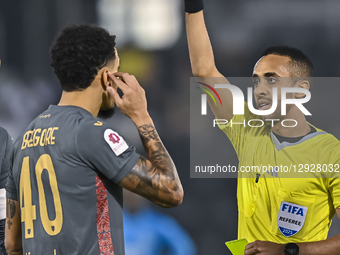 Referee Mohammed Al-Sherif shows the red card to Gregore De Magalhaes Favero of Al Rayyan SC during the Doha Bank Stars League Qatar match b... by Noushad Thekkayil/NurPhoto