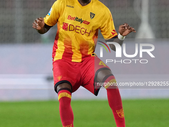 Esmevanio Kialonda Gaspar of US Lecce plays during the Serie A match between US Lecce and SSC Napoli in Lecce, Italy, on October 28, 2025.  by Gabriele Maricchiolo/NurPhoto