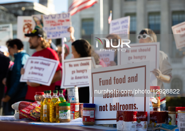 A coalition of pro-democracy, labor, and social justice organizations host a food drive at the U.S. Department of Agriculture in Washington,... by Allison Bailey/NurPhoto