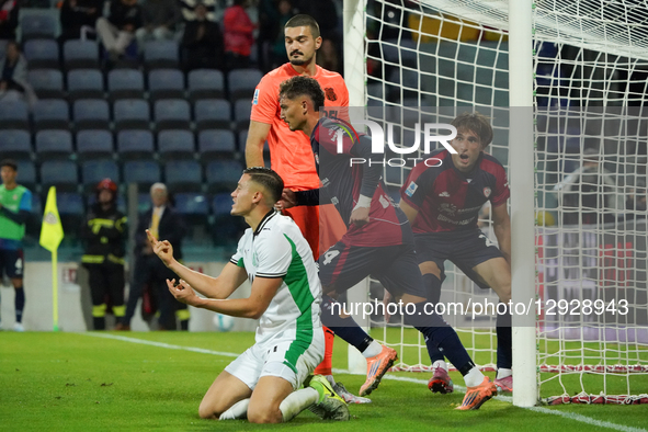 Sebastiano Esposito (#94 Cagliari Calcio) celebrates a goal during the Serie A TIM match between Cagliari Calcio and US Sassuolo in Italy, o... by Alessandro Tocco/NurPhoto