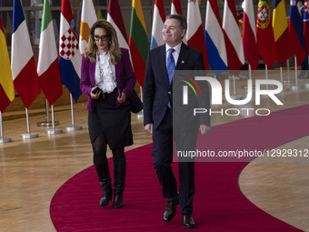 President of the Eurogroup and Minister for Finance of Ireland Paschal Donohoe does a doorstep press briefing during the European Council an... by Nicolas Economou/NurPhoto