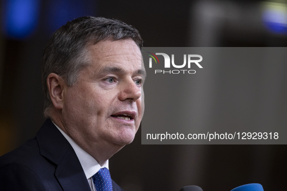 President of the Eurogroup and Minister for Finance of Ireland Paschal Donohoe does a doorstep press briefing during the European Council an... by Nicolas Economou/NurPhoto