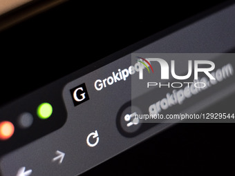 The Grokipedia website appears on a laptop computer screen in this photo illustration in Athens, Greece, on October 31, 2025.  by Nikolas Kokovlis/NurPhoto