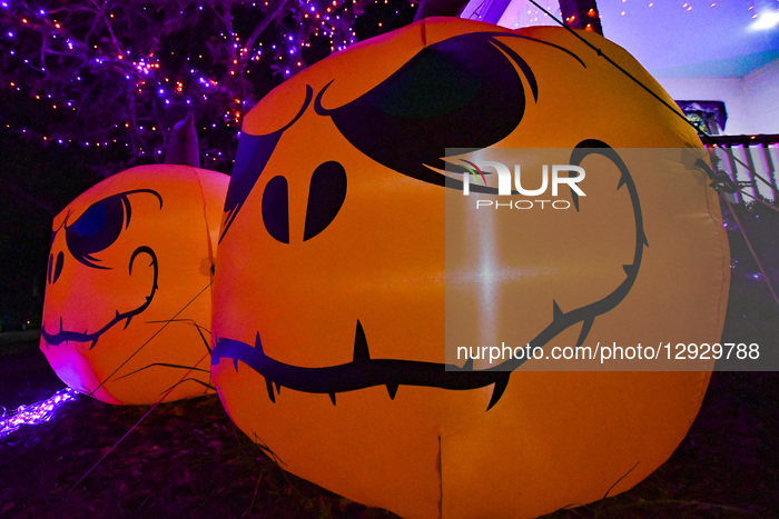 Houses In Celebration, Florida, Are Getting Ready For Halloween.