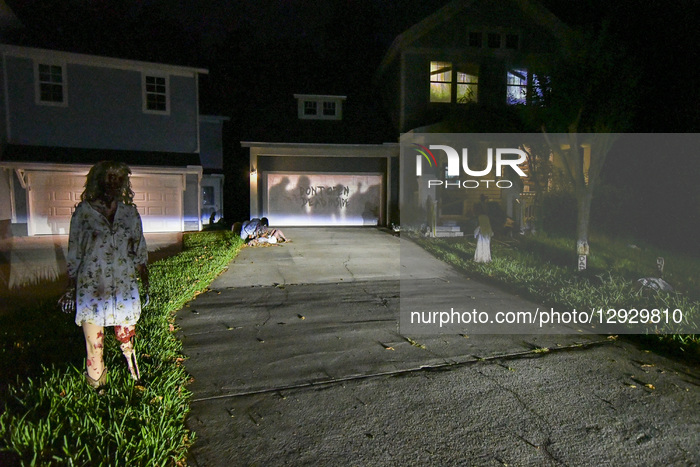 Houses In Celebration, Florida, Are Getting Ready For Halloween.