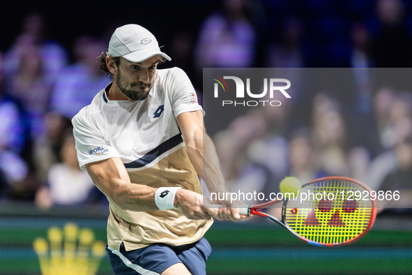 Valentin Vacherot (MON) plays his men's singles match against Felix Auger-Aliassime (CAN) on day five of the Paris ATP Masters 1000 tennis t... by Ibrahim Ezzat/NurPhoto
