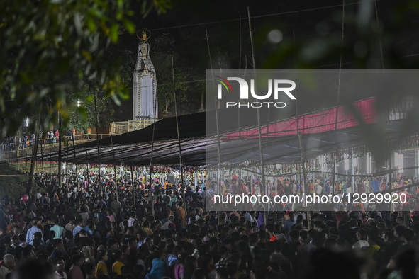 Christian devotees attend a Marian pilgrimage at the Mary, Queen of Fatima, Shrine at St. Leo's Church in Nalitabari, Sherepur, Bangladesh,... by Zabed Hasnain Chowdhury/NurPhoto