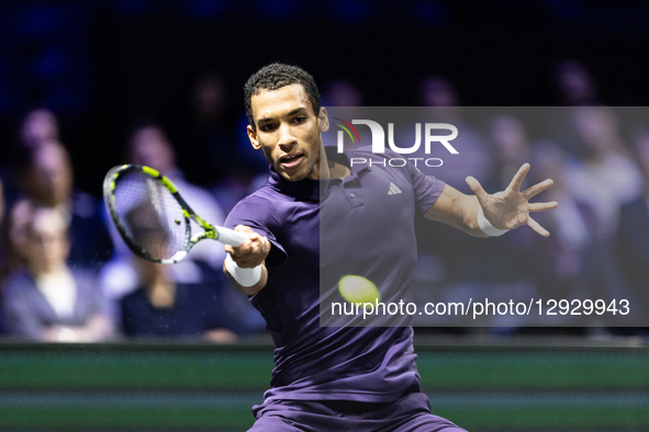 Felix Auger-Aliassime (CAN) plays against Valentin Vacherot (MON) in his men's singles match on day five of the Paris ATP Masters 1000 tenni... by Ibrahim Ezzat/NurPhoto