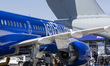JetBlue Airbus A220-300 passenger aircraft at the Paris Air Show 2025 in Le Bourget airpor...