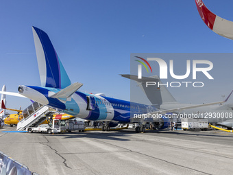 JetBlue Airbus A220-300 passenger aircraft at the Paris Air Show 2025 in Le Bourget airport. The narrow body A220 of Jet Blue airline carrie... by Nicolas Economou/NurPhoto