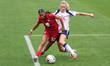 In London, England, on October 19, 2025, Birmingham City's Ava Baker and Amanda Nilden of...