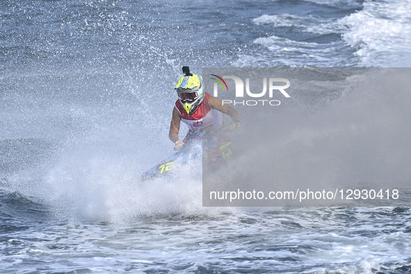 Estelle Poret of France competes during the Ski Ladies GP1 Moto 2 ahead of the UIM-ABP Aquabike Class Pro Grand Prix Of Qatar at Mina Cornic... by Noushad Thekkayil/NurPhoto