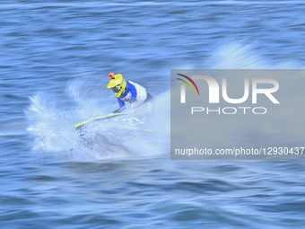 Sofie Borgstrom of Sweden competes during the Ski Ladies GP1 Moto 2 ahead of the UIM-ABP Aquabike Class Pro Grand Prix Of Qatar at Mina Corn... by Noushad Thekkayil/NurPhoto