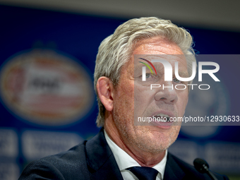Marcel Brands of PSV Eindhoven stands before the match between PSV Eindhoven and Fortuna Sittard at the Philips Stadium for the Dutch Vriend... by EYE4images/NurPhoto