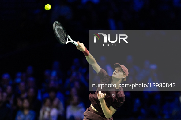 Jannik Sinner (ITA) plays against Ben Shelton (USA) in his men's singles match on day five of the Paris ATP Masters 1000 tennis tournament a... by Ibrahim Ezzat/NurPhoto