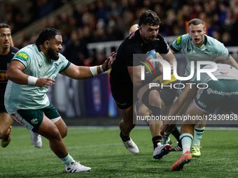 Cameron Neild of Newcastle Red Bulls is in action during the Premiership Cup match between Newcastle Red Bulls and Leicester Tigers at Kings... by MI News/NurPhoto