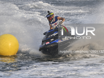 Jeremy Perez of France competes during the Runabout GP1, Moto 1 ahead of the UIM-ABP Aquabike Class Pro Grand Prix Of Qatar at Mina Corniche... by Noushad Thekkayil/NurPhoto