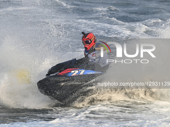 Lino Araujo of Portugal competes during the Runabout GP1, Moto 1 ahead of the UIM-ABP Aquabike Class Pro Grand Prix Of Qatar at Mina Cornich... by Noushad Thekkayil/NurPhoto