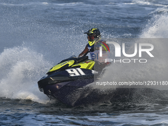 Waleed Mahmoud Al Sharshani of Qatar competes during the Runabout GP1, Moto 1 ahead of the UIM-ABP Aquabike Class Pro Grand Prix Of Qatar at... by Noushad Thekkayil/NurPhoto