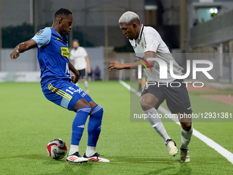 Pedro Henrique Nunes Silva of Hibernians plays against Gustavo Alcino of Sliema Wanderers during the YoHealth Malta Premier League soccer ma... by Domenic Aquilina/NurPhoto