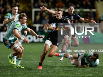 Stefan Coetzee of Newcastle Red Bulls runs during the Premiership Cup match between Newcastle Red Bulls and Leicester Tigers at Kingston Par... by MI News/NurPhoto
