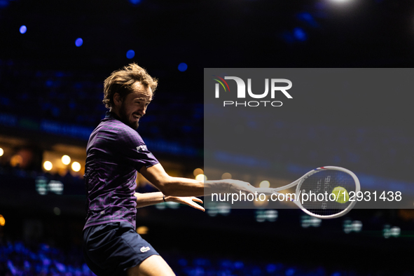 Daniil Medvedev plays his men's singles match against Alexander Zverev (GER) on day five of the Paris ATP Masters 1000 tennis tournament at... by Ibrahim Ezzat/NurPhoto