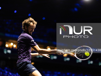 Daniil Medvedev plays his men's singles match against Alexander Zverev (GER) on day five of the Paris ATP Masters 1000 tennis tournament at... by Ibrahim Ezzat/NurPhoto